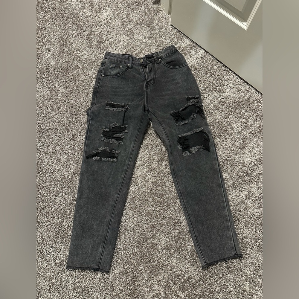 black ripped petite jeans